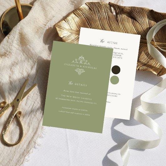 ヴィンテージモノグラム |の結婚ゲスト詳細 エンクロージャーカード