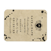 ヴィンテージモノグラム&インクステインウェディング日付を保存 マグネット (横)