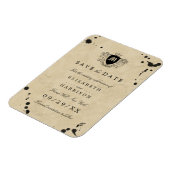 ヴィンテージモノグラム&インクステインウェディング日付を保存 マグネット (左側)