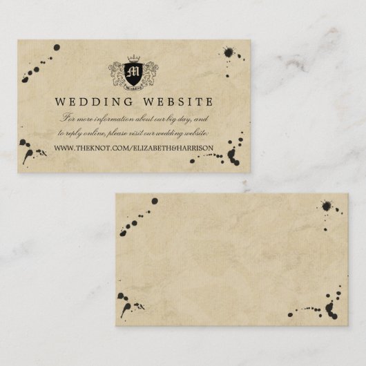 ヴィンテージモノグラム&インクステイン結婚ズのウェブサイト エンクロージャーカード (正面/裏面)