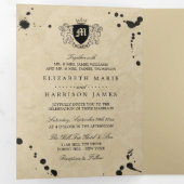 ヴィンテージモノグラム&インクステイン結婚ズスイート 三つ折り招待状 (内部最初)