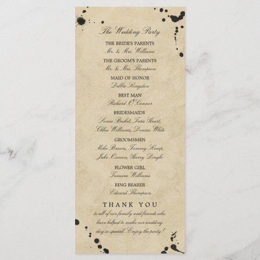 ヴィンテージモノグラム&インクステイン結婚ズ プログラム (裏面)