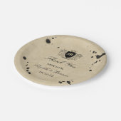 ヴィンテージモノグラム&インクステイン結婚ズ ペーパープレート (アングル)