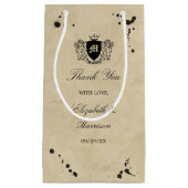 ヴィンテージモノグラム&インクステイン結婚式の引き出物 スモールペーパーバッグ (正面)