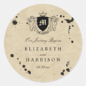 ヴィンテージモノグラム&インクステイン結婚式の引き出物 ラウンドシール (正面)