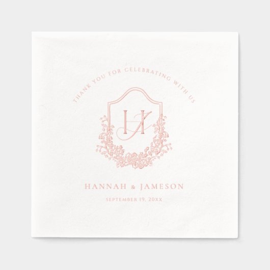 ヴィンテージモノグラム | フローラボホ結婚ス 箔ナプキン (正面)