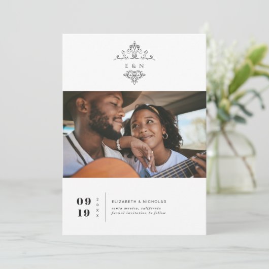 ヴィンテージモノグラム |写真の日付の保存 セーブザデート (スタンド正面)