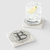 ヴィンテージモノグラム'B'グレー ストーンコースター (横)