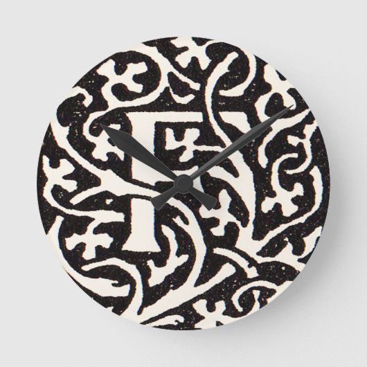 ヴィンテージモノグラムFアールヌーボーレター ラウンド壁時計 (正面)