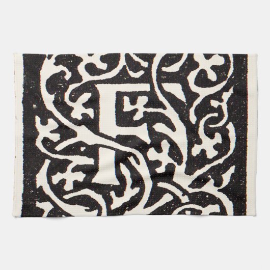 ヴィンテージモノグラムFアールヌーボー文字 キッチンタオル (横)