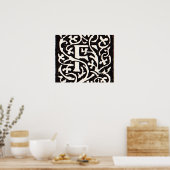 ヴィンテージモノグラムFアールヌーボー文字 ポスター (キッチン)