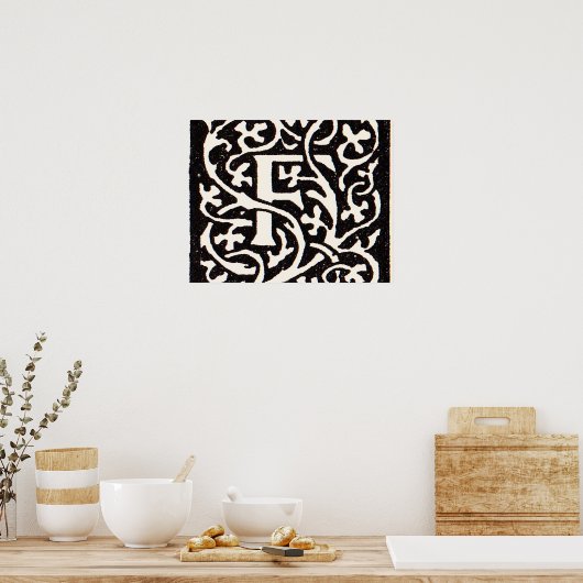 ヴィンテージモノグラムFアールヌーボー文字 ポスター (キッチン)