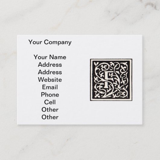 ヴィンテージモノグラムFアールヌーボー文字 名刺 (正面)