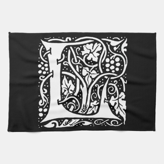 ヴィンテージモノグラムLアールヌーボー キッチンタオル (横)