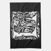 ヴィンテージモノグラムLアールヌーボー キッチンタオル (縦)