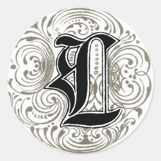 ヴィンテージモノグラム'L'グレー ラウンドシール (正面)