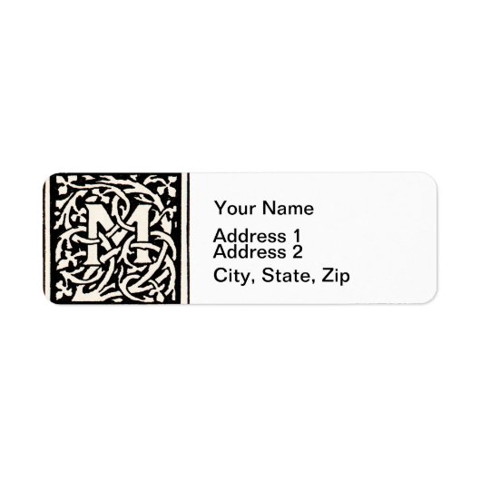 ヴィンテージモノグラムMアールヌーボー文字 ラベル (正面)