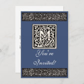 ヴィンテージモノグラムMアールヌーボー文字 招待状 (正面/裏面)