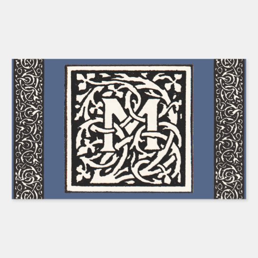 ヴィンテージモノグラムMアールヌーボー文字 長方形シール (正面)