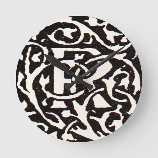 ヴィンテージモノグラムRアールヌーボーレター ラウンド壁時計 (正面)