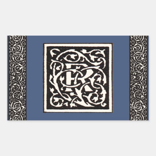 ヴィンテージモノグラムRアールヌーボー 長方形シール (正面)