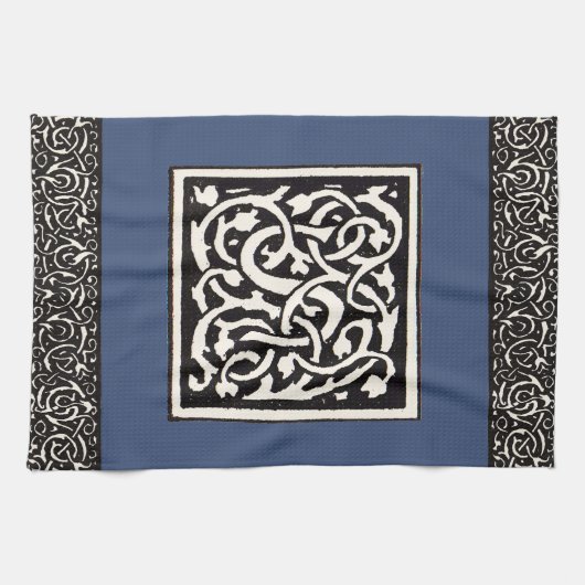 ヴィンテージモノグラムSアールヌーボー文字 キッチンタオル (横)