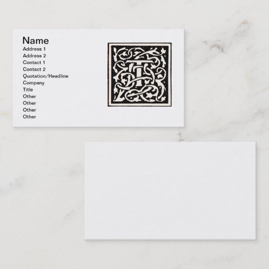 ヴィンテージモノグラムTアールヌーボーレター 名刺 (正面/裏面)