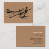 ヴィンテージモノプレーン – 厚紙の上に黒 名刺 (正面/裏面)