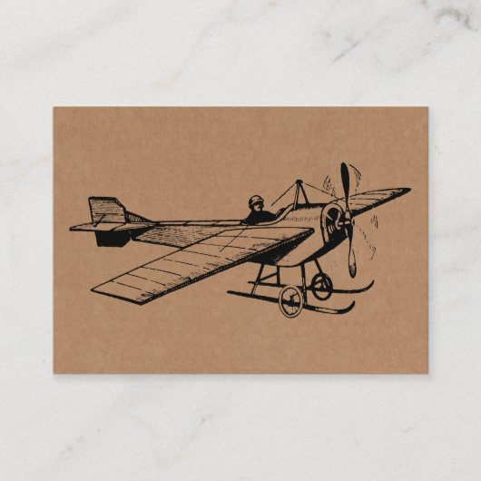 ヴィンテージモノプレーン – 厚紙の上に黒 名刺 (正面)