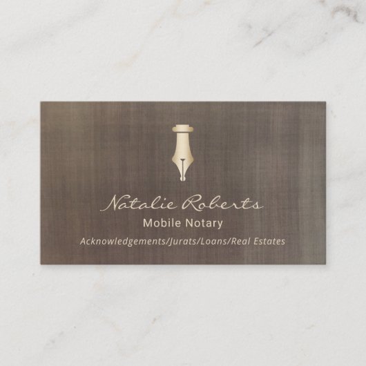 ヴィンテージモバイル公証人公共ゴールデンサインペン 名刺 (正面)