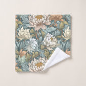 ヴィンテージモリススタイルフローラパステルパーソナライズされた バスタオルセット (ウォッシュタオル)