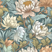 ヴィンテージモリススタイルフローラパステルパーソナライズされた バスタオルセット