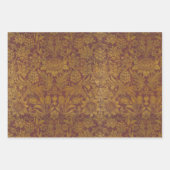 ヴィンテージモリスフローラヒマワリぶどうブルーイエロー ラッピングペーパーシート (正面3)