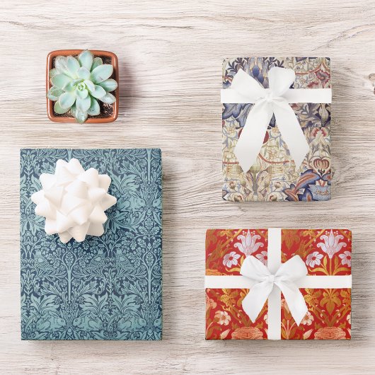 ヴィンテージモリスフローララビットアーティチョークバラ&リリー ラッピングペーパーシート