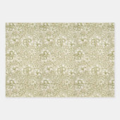 ヴィンテージモリスブラウンフローラベージュ花のパターン ラッピングペーパーシート (正面2)