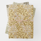 ヴィンテージモリスブラウンフローラベージュ花のパターン ラッピングペーパーシート (インサイチュ)