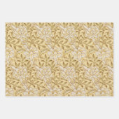 ヴィンテージモリスブラウンフローラベージュ花のパターン ラッピングペーパーシート (正面)