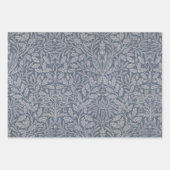 ヴィンテージモリスレッドブルーグリーンオーク葉ズアコーン ラッピングペーパーシート (正面3)