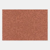 ヴィンテージモリスレッドブルーグリーンオーク葉ズアコーン ラッピングペーパーシート (正面)