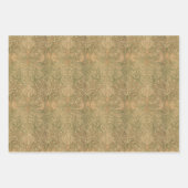 ヴィンテージモリス茶色の鳥鳩ピーコックとドラゴン ラッピングペーパーシート (正面2)