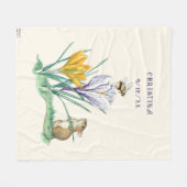 ヴィンテージモリーブレット自然マウスクロッカスビー フリースブランケット (正面(横))