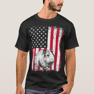 ヴィンテージモルピグアメリカ国旗動物愛好家ズック Tシャツ