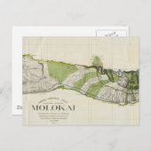 ヴィンテージモロカイ・ハワイの地図(1906年) ポストカード (正面/裏面)