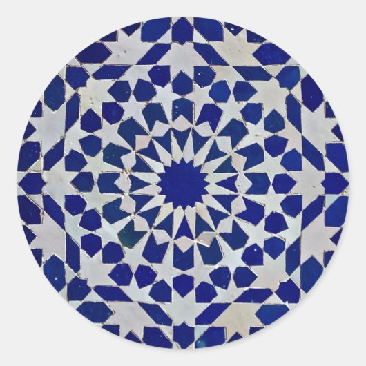 ヴィンテージモロッコアラベスクタイルモザイクデザイン ラウンドシール (正面)