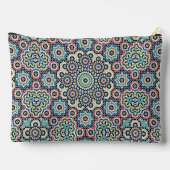 ヴィンテージモロッコブルー&ティール（緑がかった色）パターン アクセサリーポーチ (裏面)