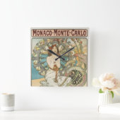 ヴィンテージモンカルロポスターバイアルフォンスミュシャ スクエア壁時計 (ホーム)