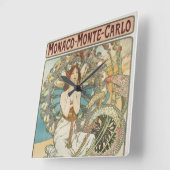 ヴィンテージモンカルロポスターバイアルフォンスミュシャ スクエア壁時計 (傾斜)