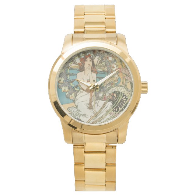 ヴィンテージモンカルロポスターバイアルフォンスミュシャ 腕時計 (正面)