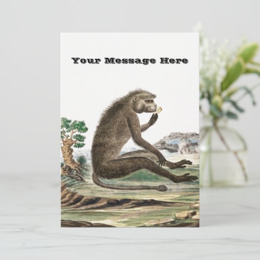 ヴィンテージモンキーイラストレーション |動物の類人猿 招待状 (スタンド正面)