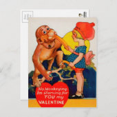 ヴィンテージモンキーバレンタインデー ポストカード (正面/裏面)